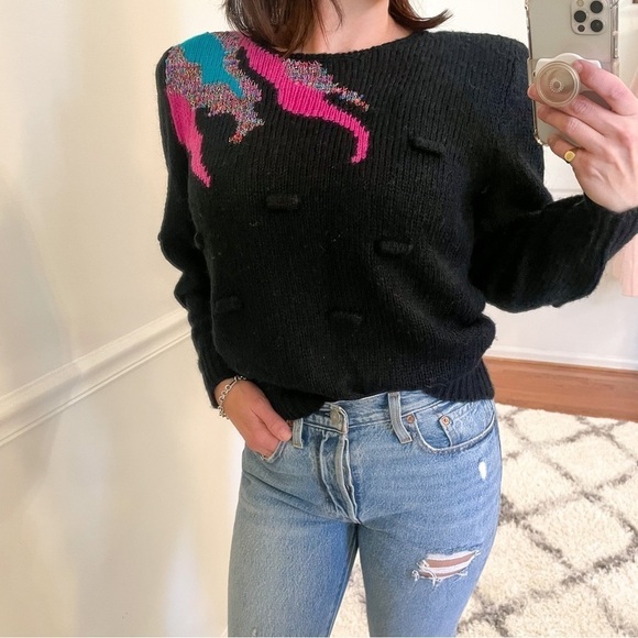 Angora Vintage Wool Barbiecore 90s Knit Sweater S - Picture 1 of 9